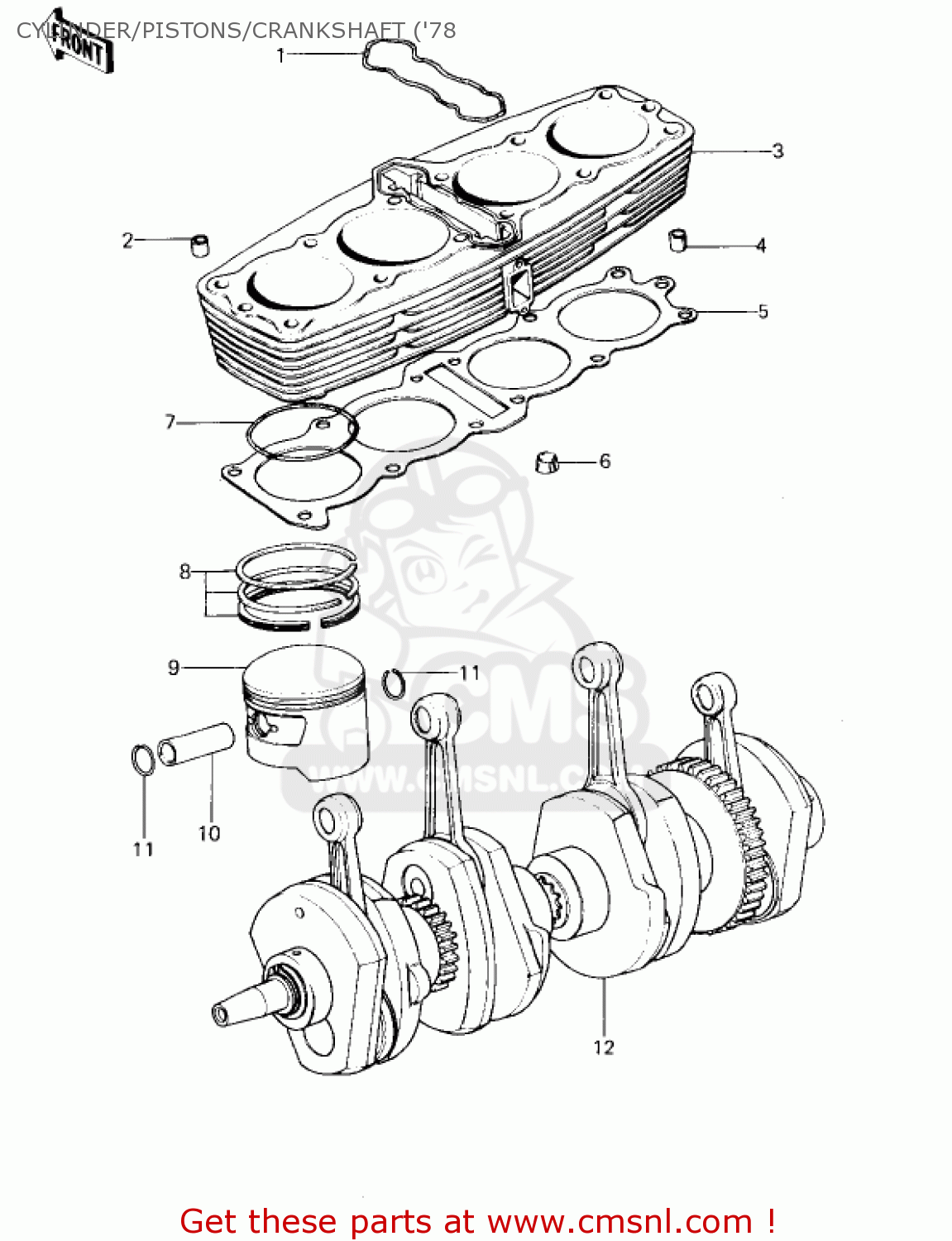 CYLINDER/PISTONS/CRANKSHAFT ('78 KZ1000D1 Z1R 1978 CANADA
