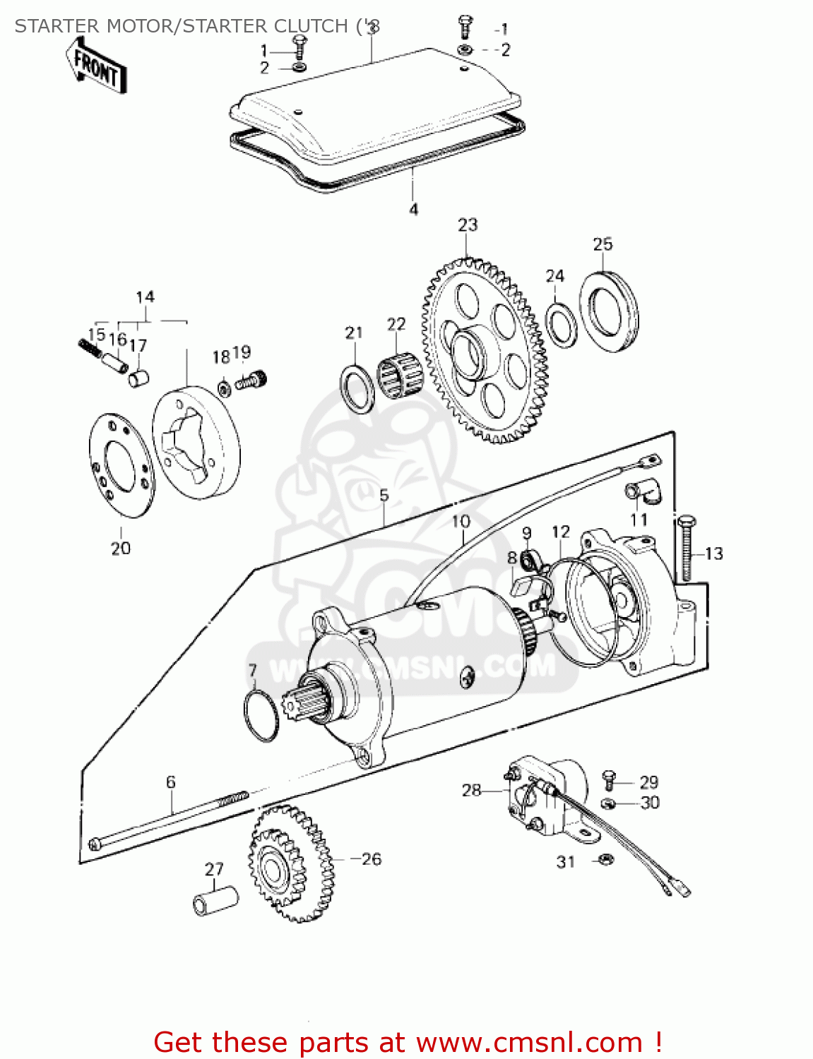 STARTER MOTOR/STARTER CLUTCH ('8 KZ1000D1 Z1R 1978 CANADA