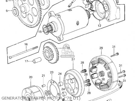 GENERATOR/STARTER MOTOR ('78 D1) - KZ1000D1 Z1R 1978 CANADA