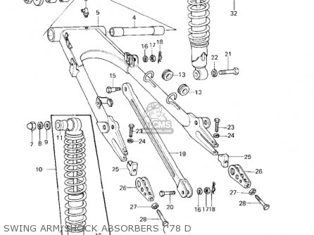 SWING ARM/SHOCK ABSORBERS ('78 D - KZ1000D1 Z1R 1978 CANADA