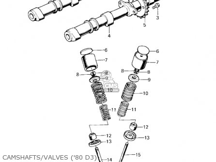 CAMSHAFTS/VALVES ('80 D3) - KZ1000D1 Z1R 1978 CANADA