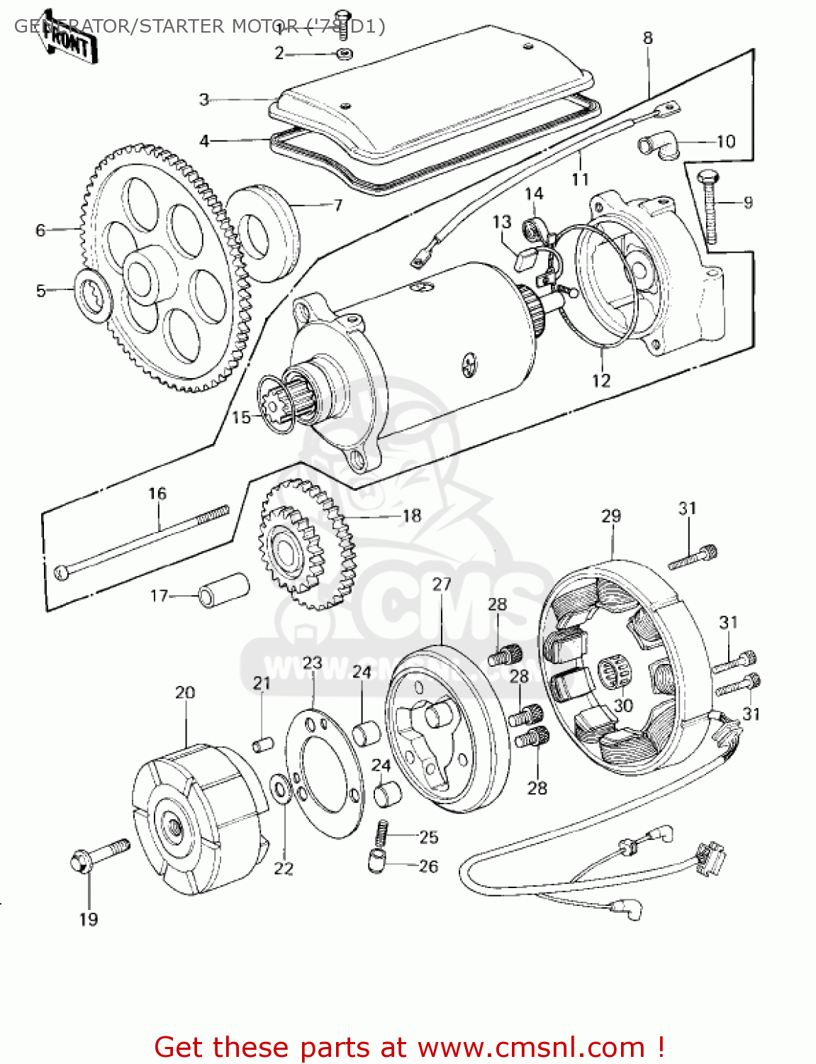 GENERATOR/STARTER MOTOR ('78 D1) KZ1000D3 Z1R 1980 CANADA