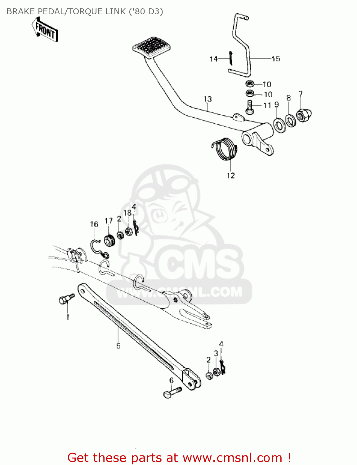 BRAKE PEDAL/TORQUE LINK ('80 D3) KZ1000D3 Z1R 1980 CANADA
