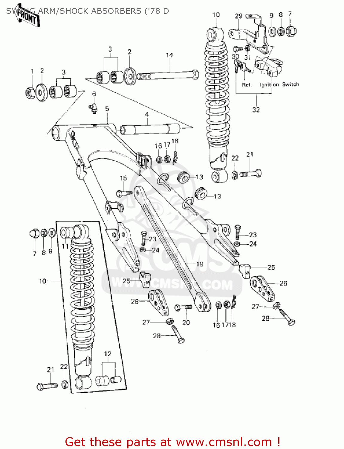 SWING ARM/SHOCK ABSORBERS ('78 D KZ1000D3 Z1R 1980 CANADA