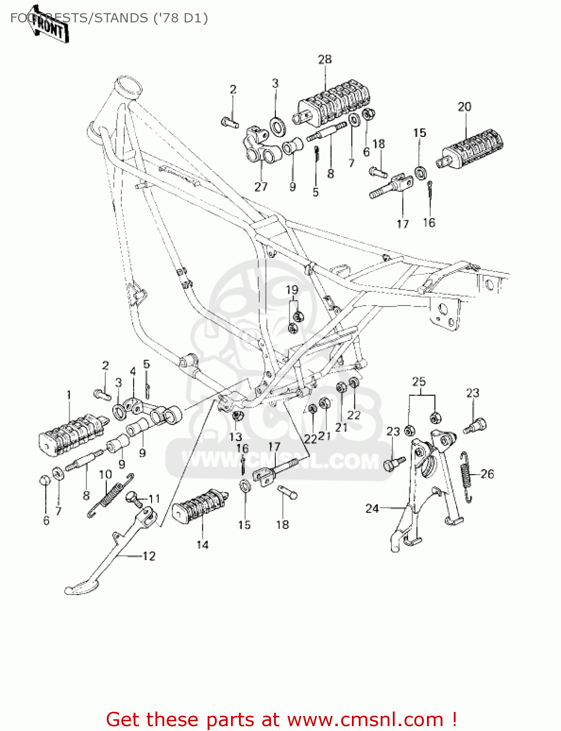 FOOTRESTS/STANDS ('78 D1) KZ1000D3 Z1R 1980 CANADA