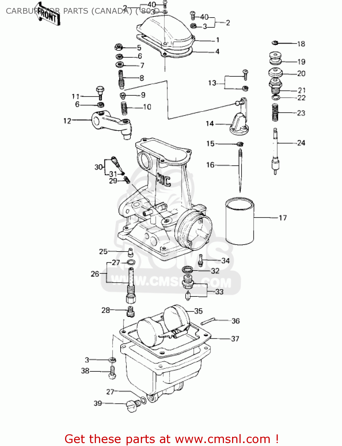 CARBURETOR PARTS (CANADA) ('80 D KZ1000D3 Z1R 1980 CANADA