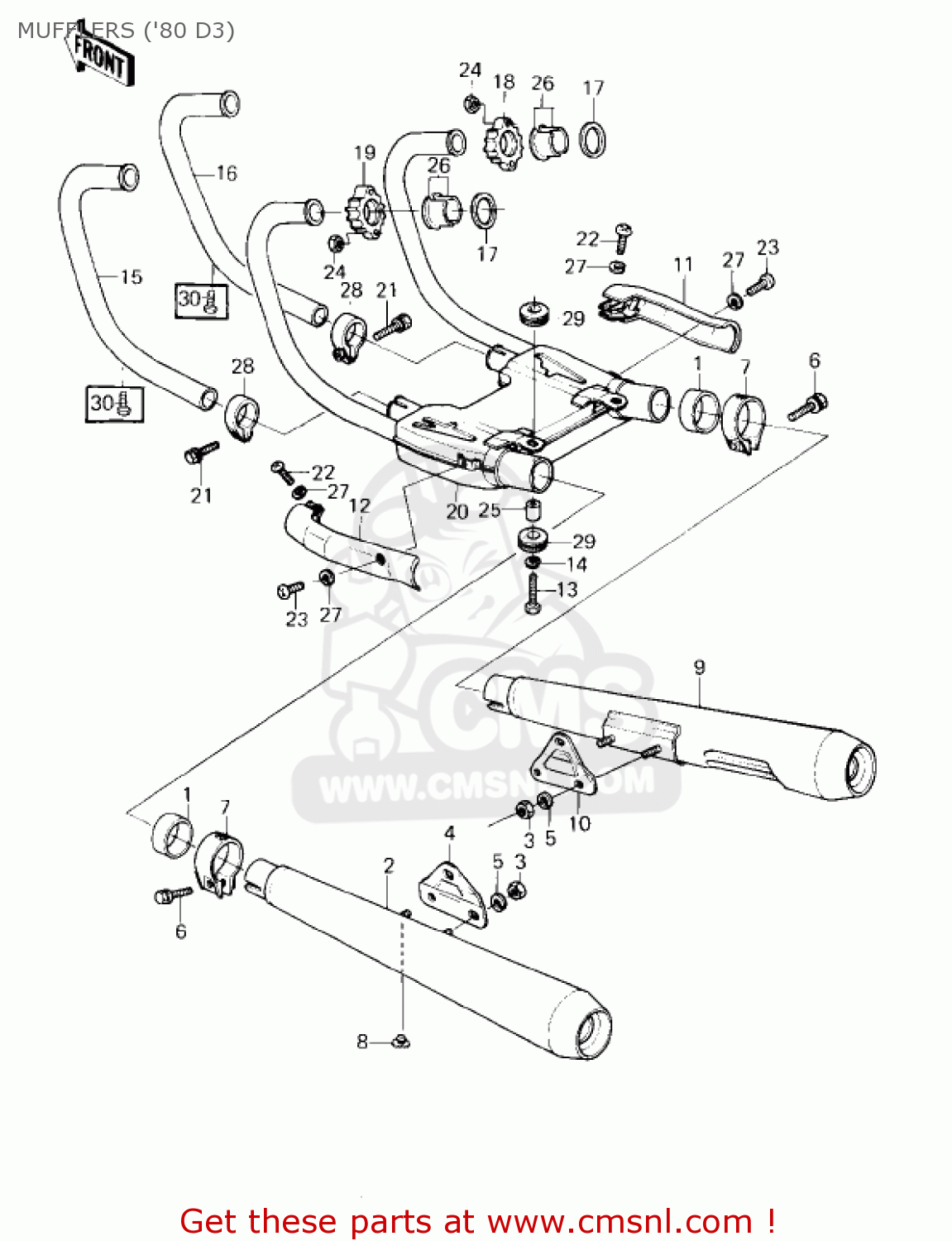 MUFFLERS ('80 D3) KZ1000D3 Z1R 1980 CANADA