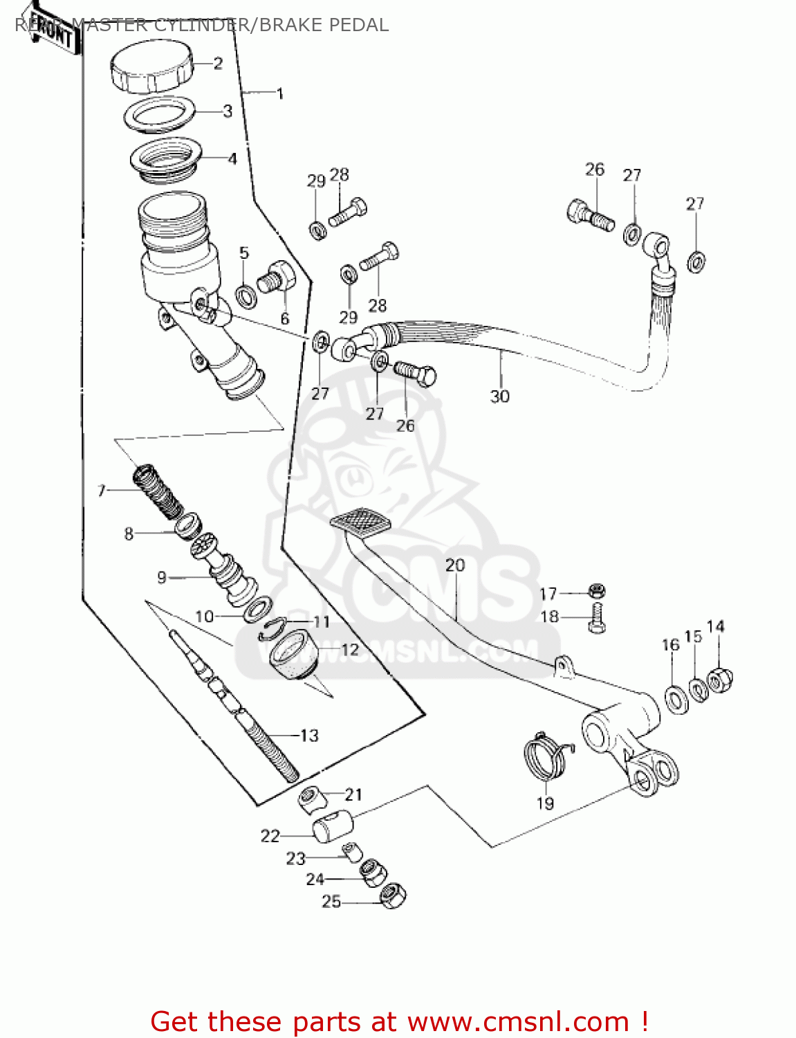 REAR MASTER CYLINDER/BRAKE PEDAL KZ1000D3 Z1R 1980 CANADA