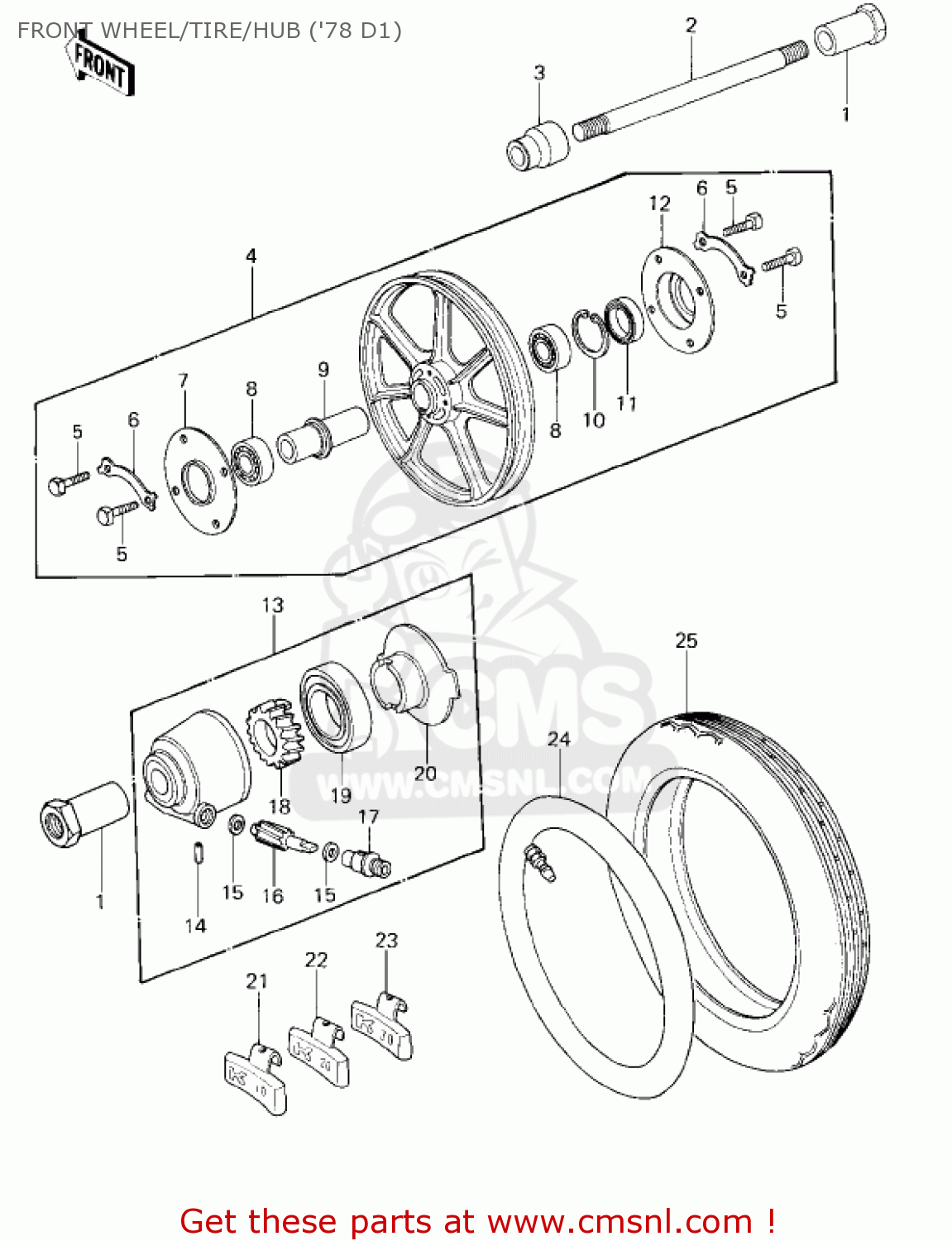 FRONT WHEEL/TIRE/HUB ('78 D1) KZ1000D3 Z1R 1980 CANADA