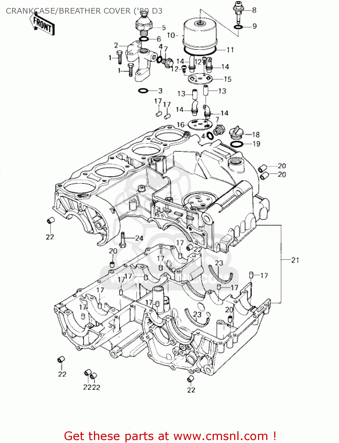 CRANKCASE/BREATHER COVER ('80 D3 KZ1000D3 Z1R 1980 CANADA