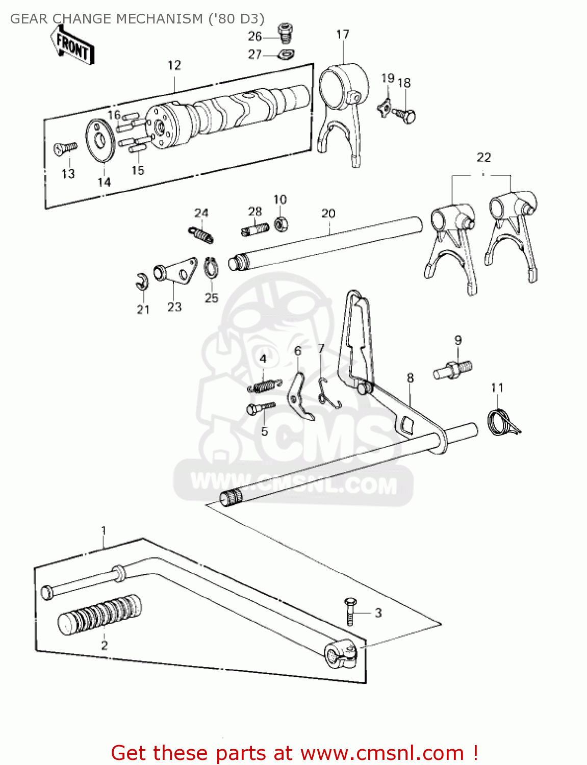 GEAR CHANGE MECHANISM ('80 D3) KZ1000D3 Z1R 1980 CANADA