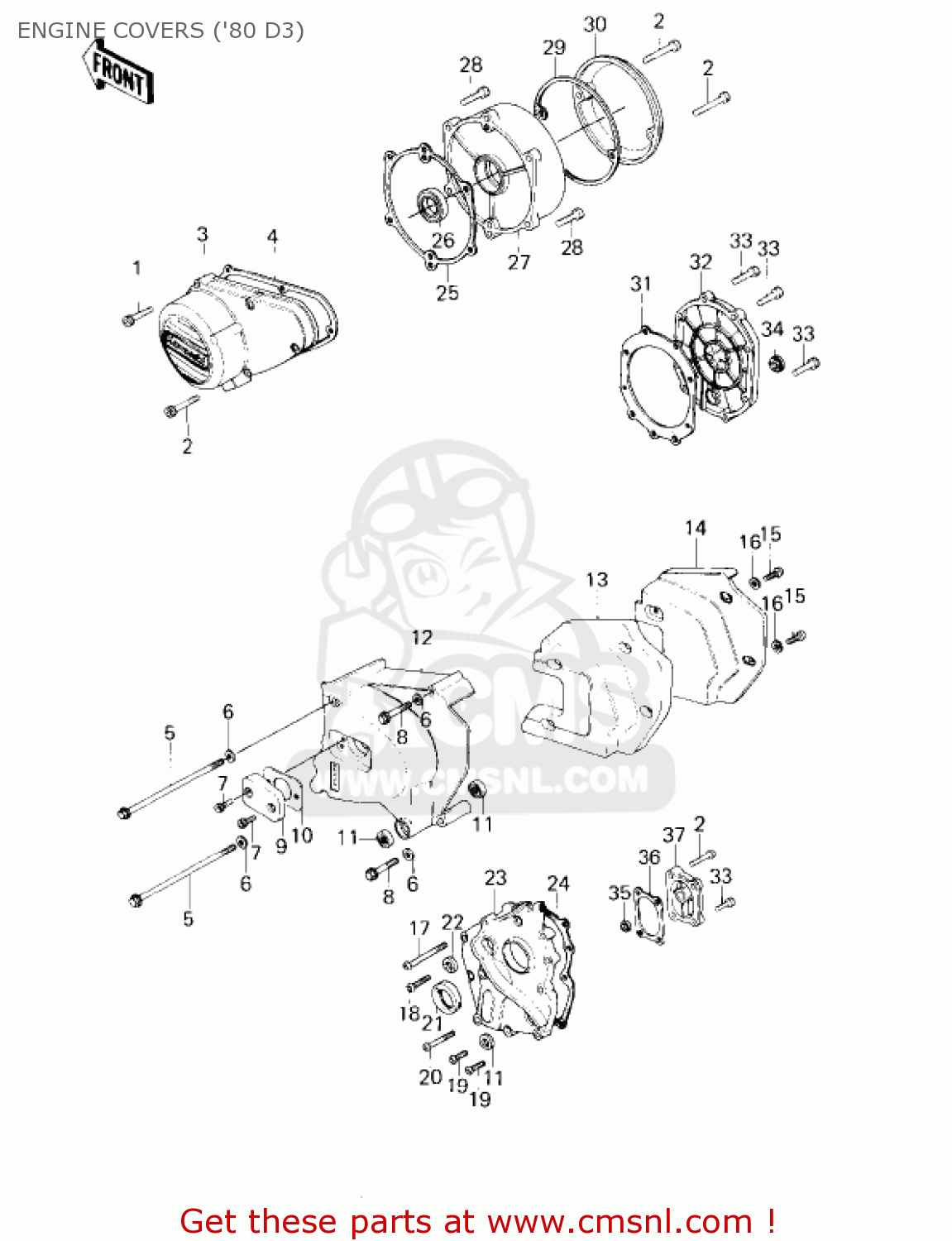 ENGINE COVERS ('80 D3) KZ1000D3 Z1R 1980 CANADA