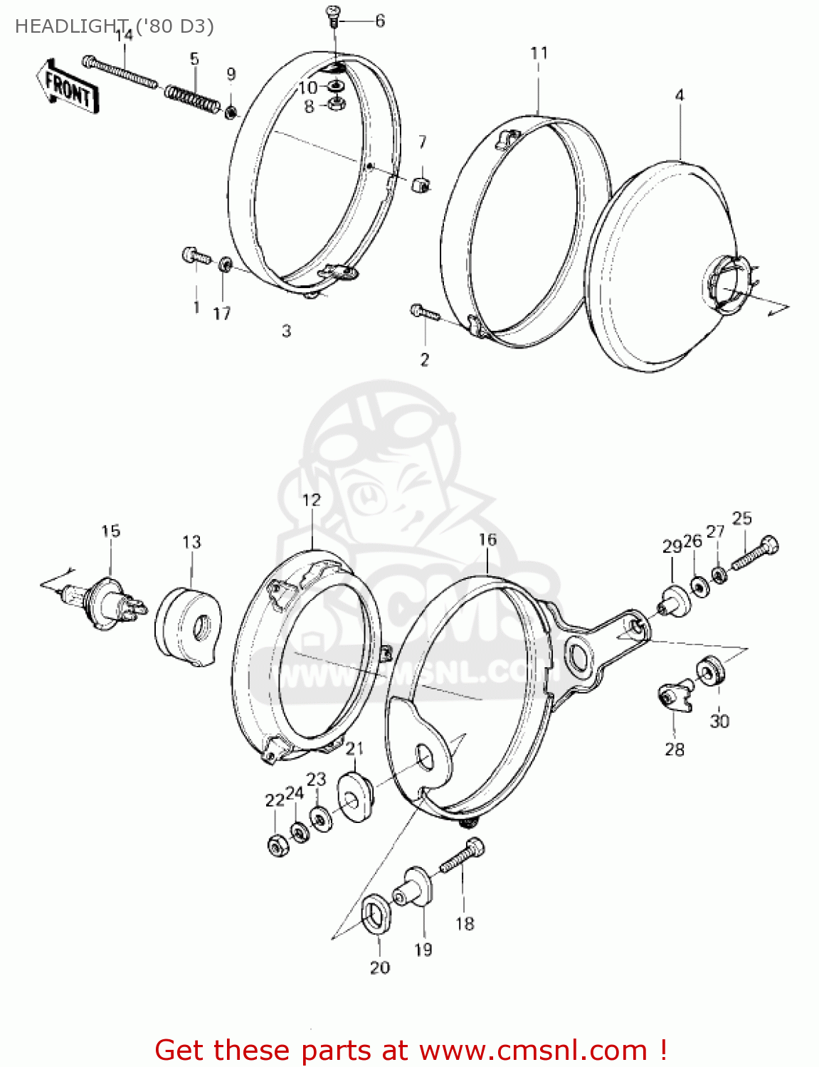 HEADLIGHT ('80 D3) KZ1000D3 Z1R 1980 CANADA