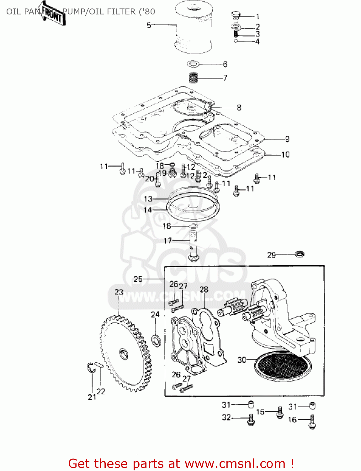 OIL PAN/OIL PUMP/OIL FILTER ('80 KZ1000D3 Z1R 1980 CANADA
