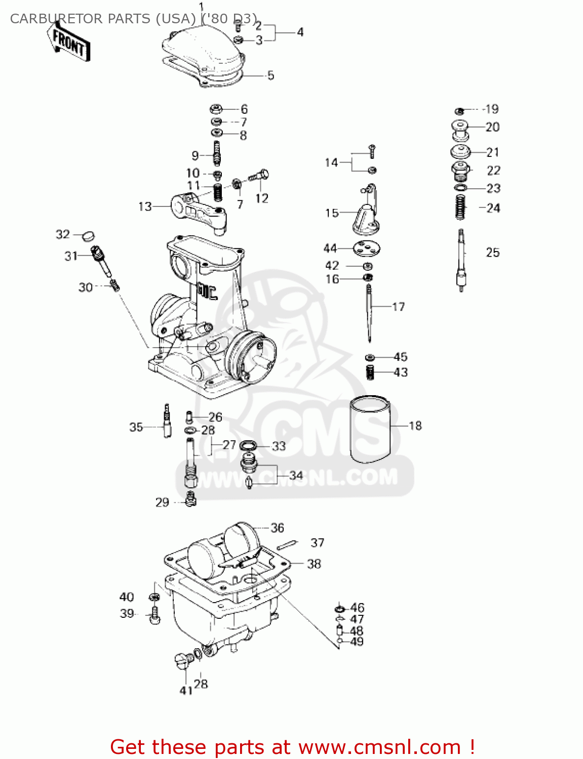 CARBURETOR PARTS (USA) ('80 D3) KZ1000D3 Z1R 1980 CANADA
