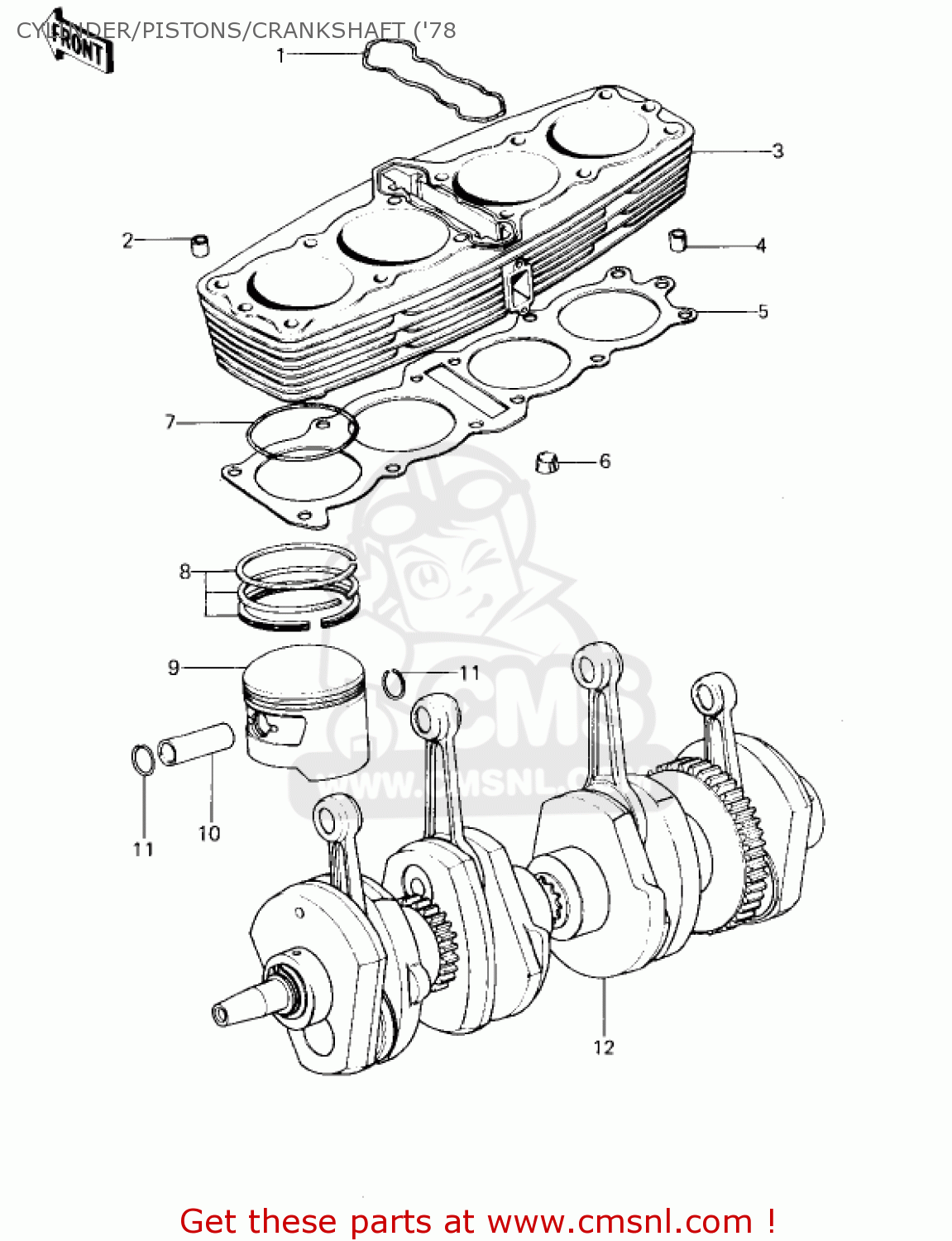 CYLINDER/PISTONS/CRANKSHAFT ('78 KZ1000D3 Z1R 1980 CANADA