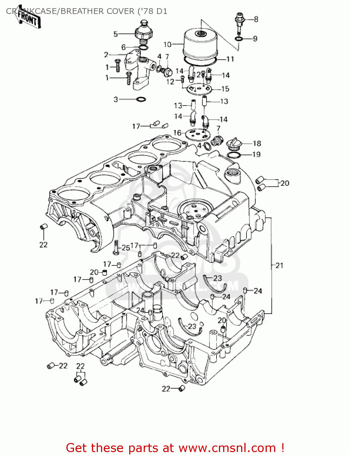 CRANKCASE/BREATHER COVER ('78 D1 KZ1000D3 Z1R 1980 CANADA