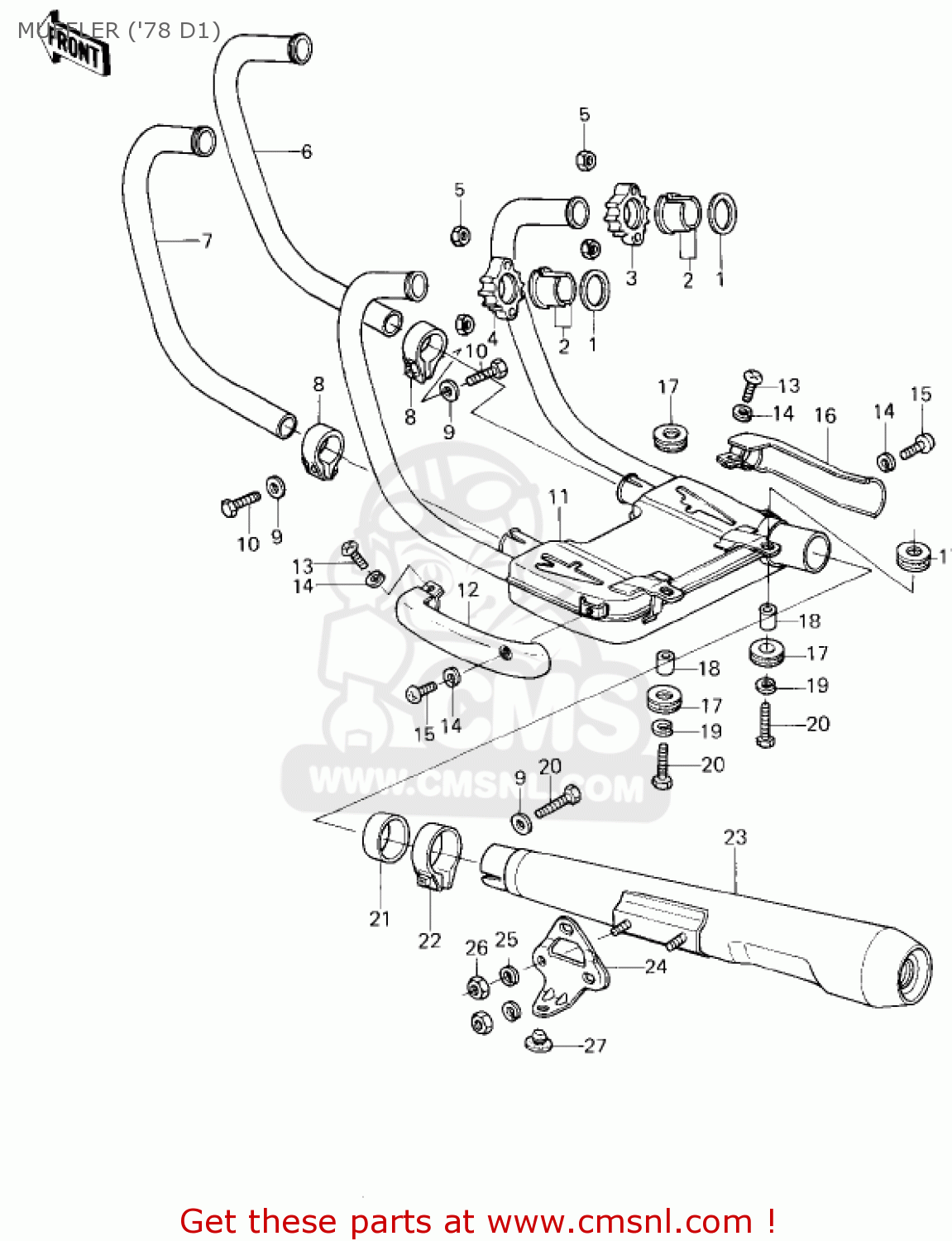 MUFFLER ('78 D1) KZ1000D3 Z1R 1980 CANADA