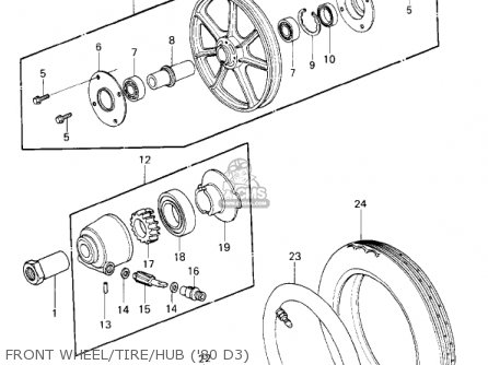 FRONT WHEEL/TIRE/HUB ('80 D3) - KZ1000D3 Z1R 1980 CANADA