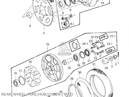REAR WHEEL/TIRE/HUB/CHAIN ('80 D - KZ1000D3 Z1R 1980 CANADA