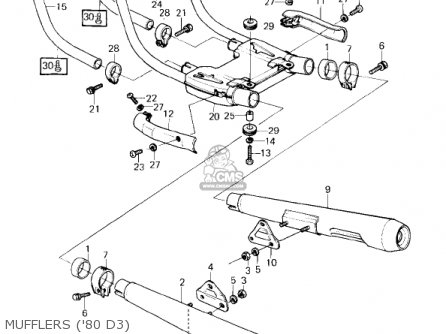 MUFFLERS ('80 D3) - KZ1000D3 Z1R 1980 CANADA