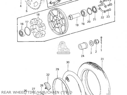 REAR WHEEL/TIRE/HUB/CHAIN ('78 D - KZ1000D3 Z1R 1980 CANADA