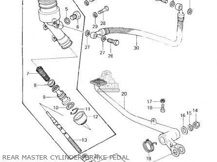 REAR MASTER CYLINDER/BRAKE PEDAL - KZ1000D3 Z1R 1980 CANADA
