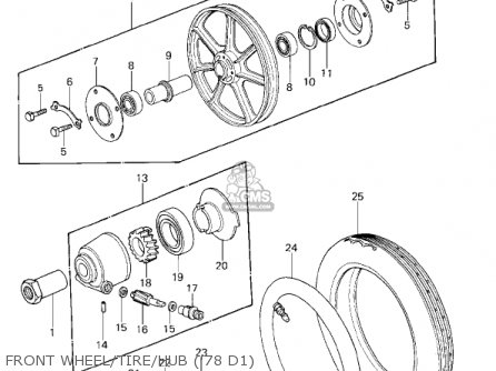 FRONT WHEEL/TIRE/HUB ('78 D1) - KZ1000D3 Z1R 1980 CANADA
