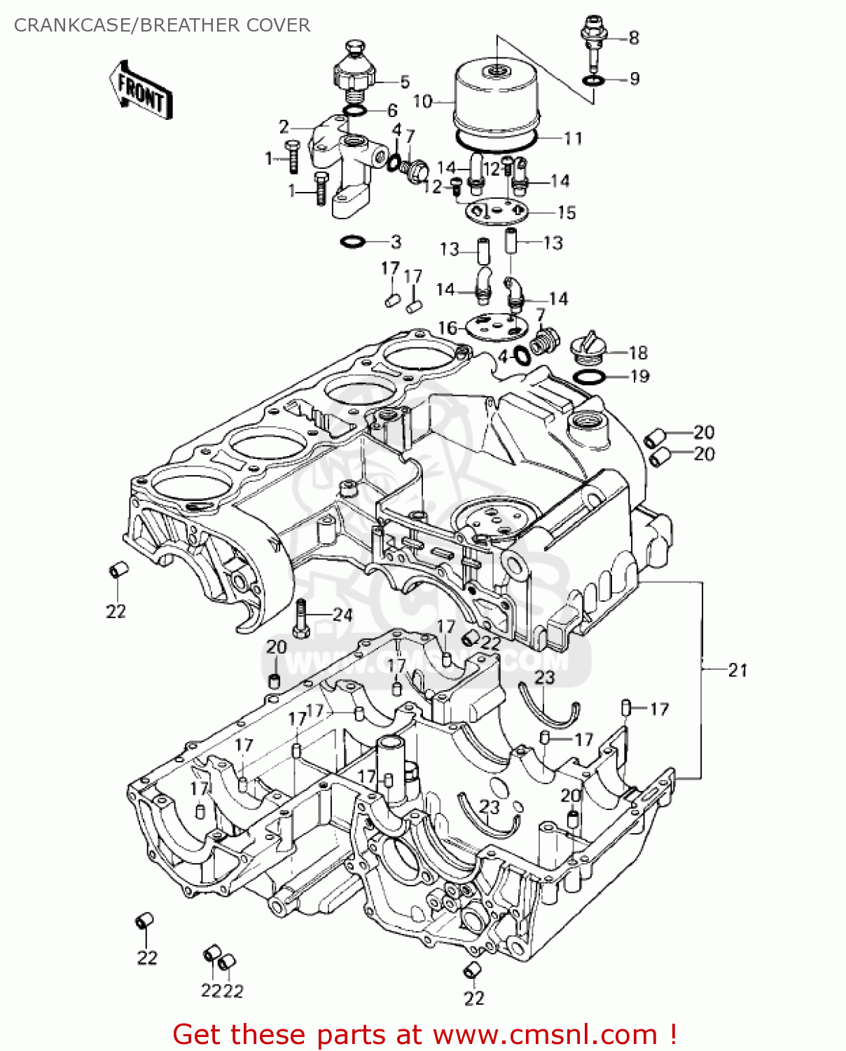 CRANKCASE/BREATHER COVER KZ1000E1 SHAFT 1979 CANADA