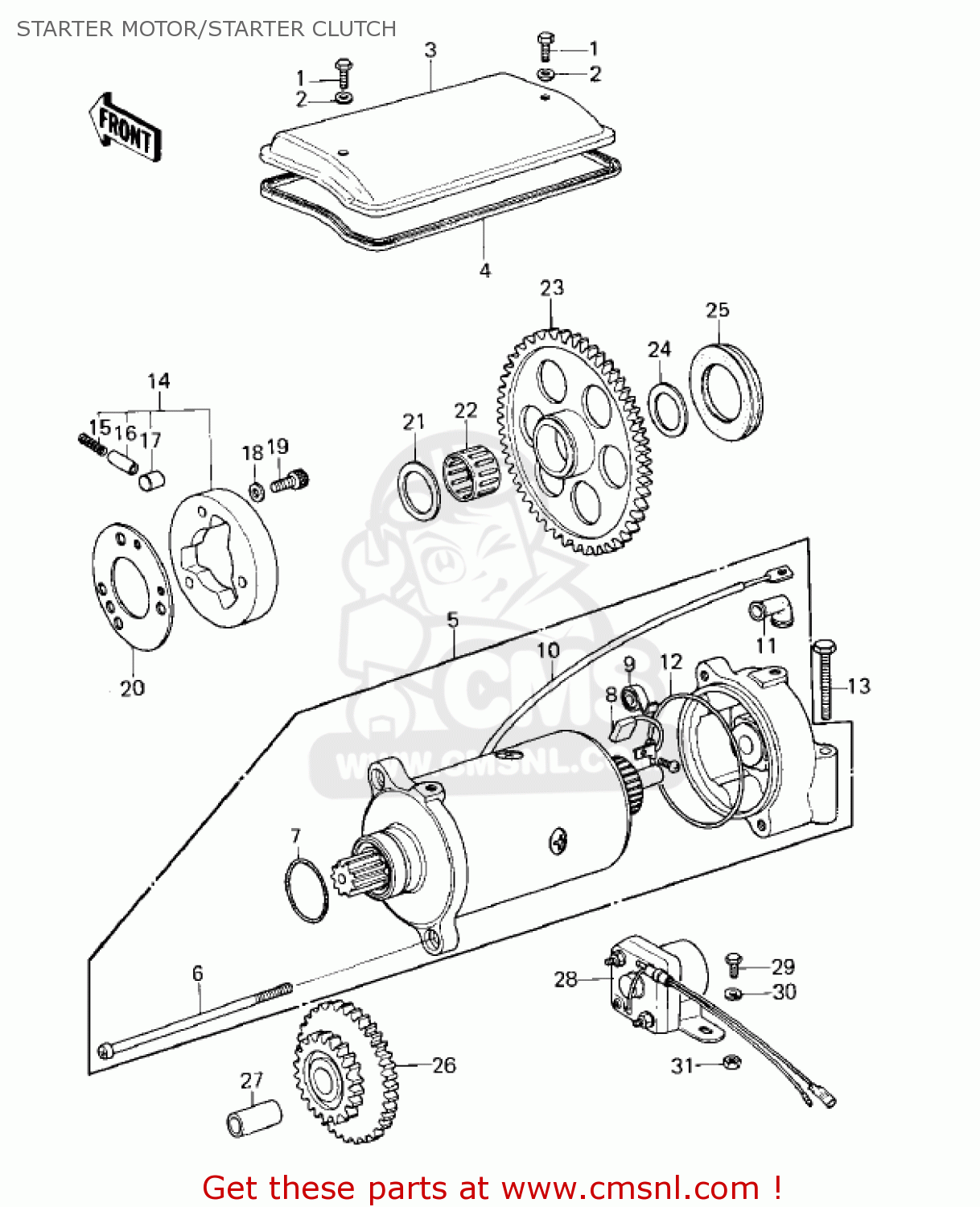 STARTER MOTOR/STARTER CLUTCH KZ1000E1 SHAFT 1979 CANADA