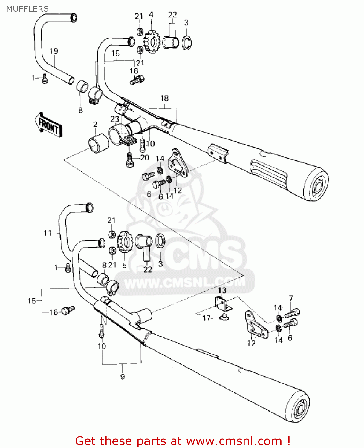 MUFFLERS KZ1000E2 SHAFT 1980 CANADA