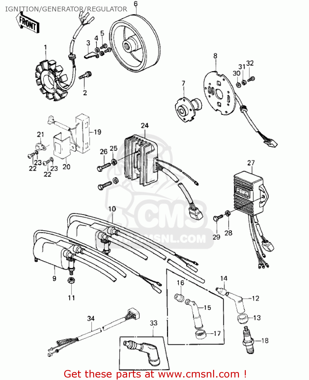 IGNITION/GENERATOR/REGULATOR KZ1000E2 SHAFT 1980 CANADA