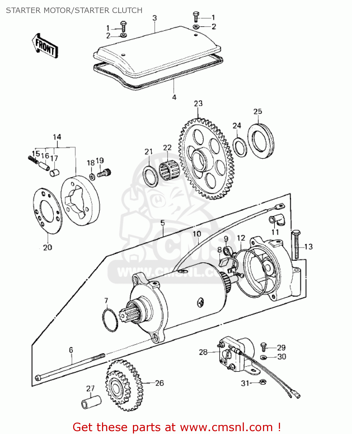 STARTER MOTOR/STARTER CLUTCH KZ1000E2 SHAFT 1980 CANADA