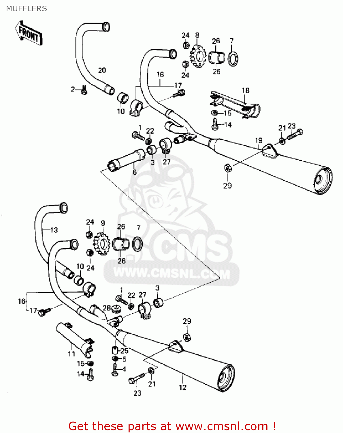 MUFFLERS KZ1000G1 CLASSIC 1980 CANADA