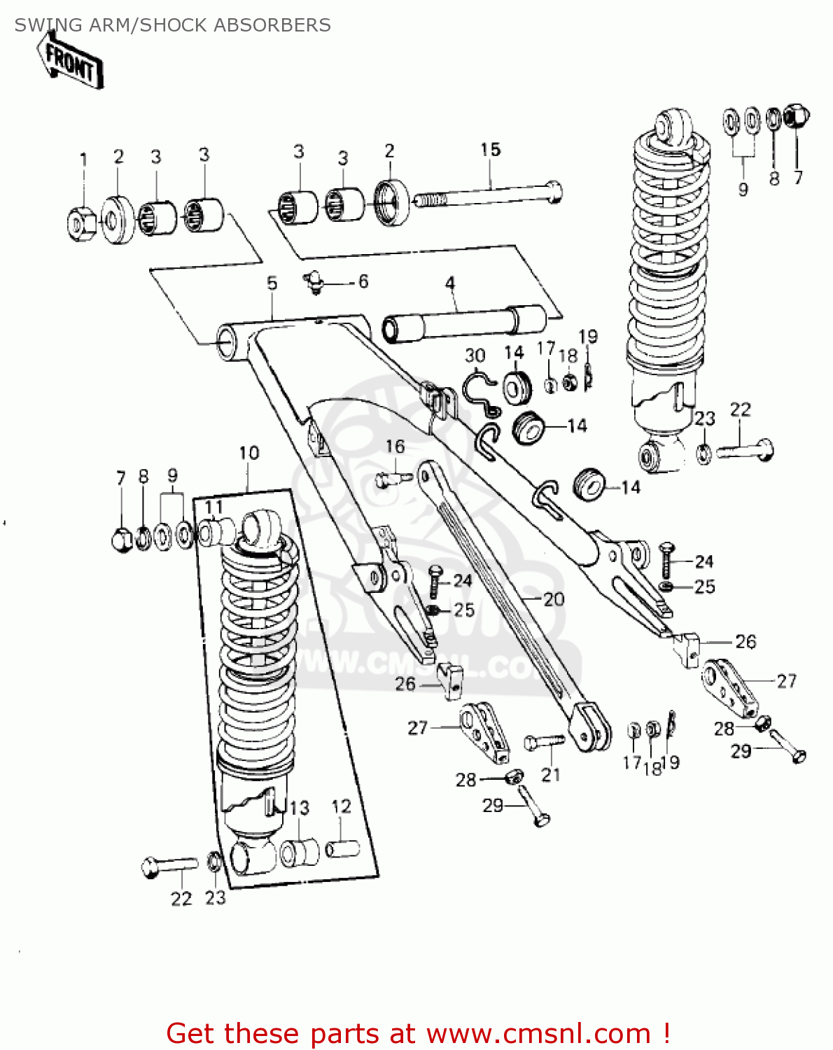 SWING ARM/SHOCK ABSORBERS KZ1000G1 CLASSIC 1980 CANADA