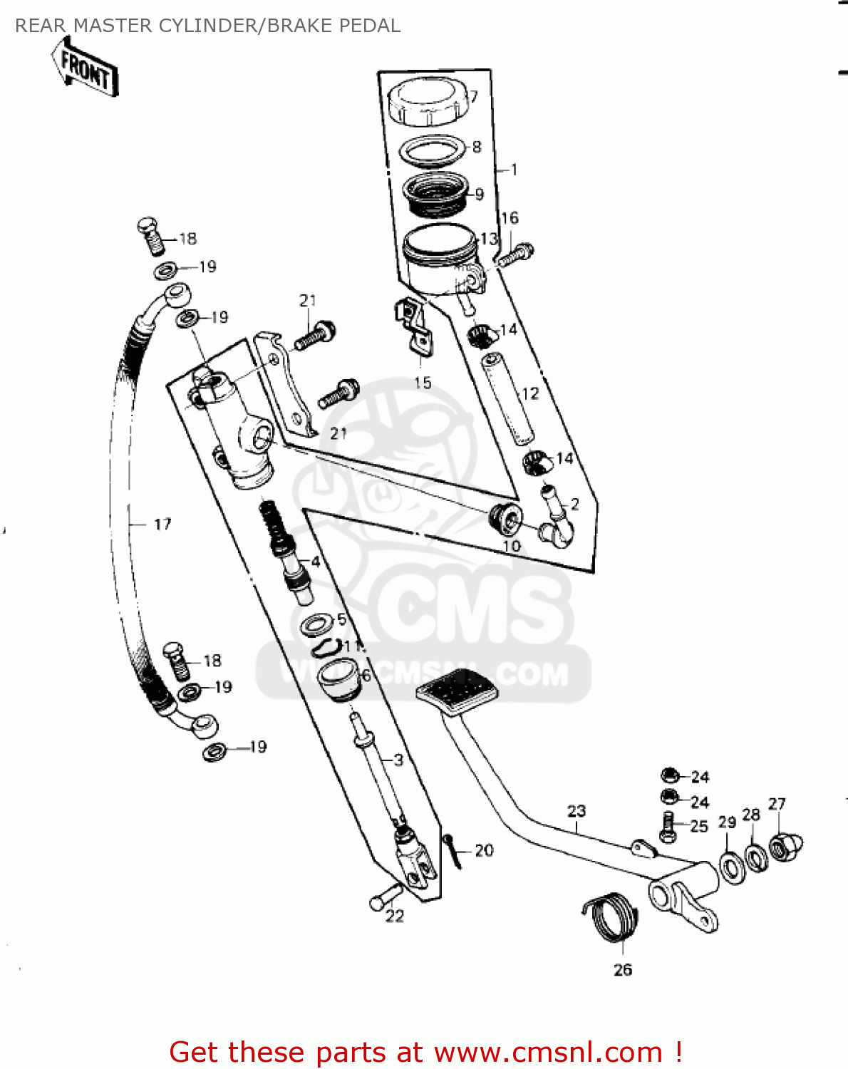 REAR MASTER CYLINDER/BRAKE PEDAL KZ1000G1 CLASSIC 1980 CANADA