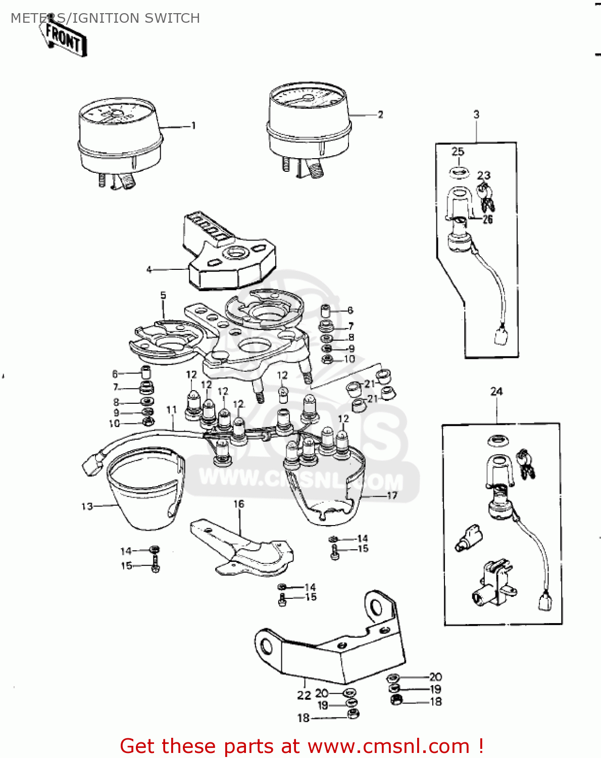 METERS/IGNITION SWITCH KZ1000G1 CLASSIC 1980 CANADA