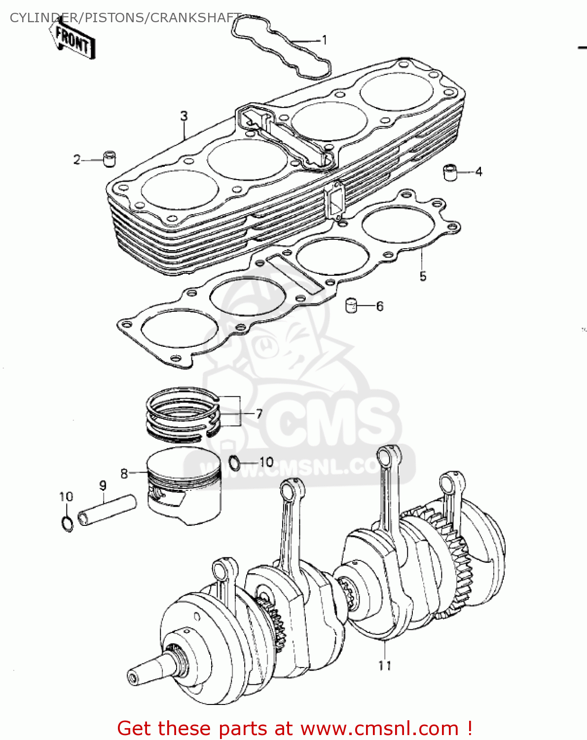 CYLINDER/PISTONS/CRANKSHAFT KZ1000G1 CLASSIC 1980 CANADA