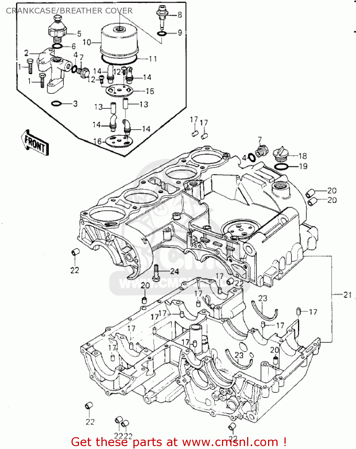 CRANKCASE/BREATHER COVER KZ1000G1 CLASSIC 1980 CANADA