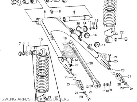 SWING ARM/SHOCK ABSORBERS - KZ1000G1 CLASSIC 1980 CANADA