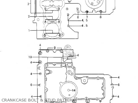 CRANKCASE BOLT & STUD PATTERN - KZ1000G1 CLASSIC 1980 CANADA