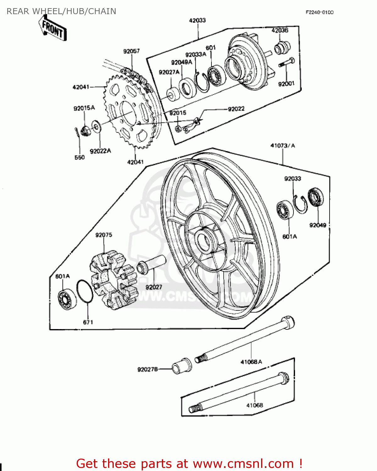 REAR WHEEL/HUB/CHAIN KZ1000J1 1981 USA CANADA