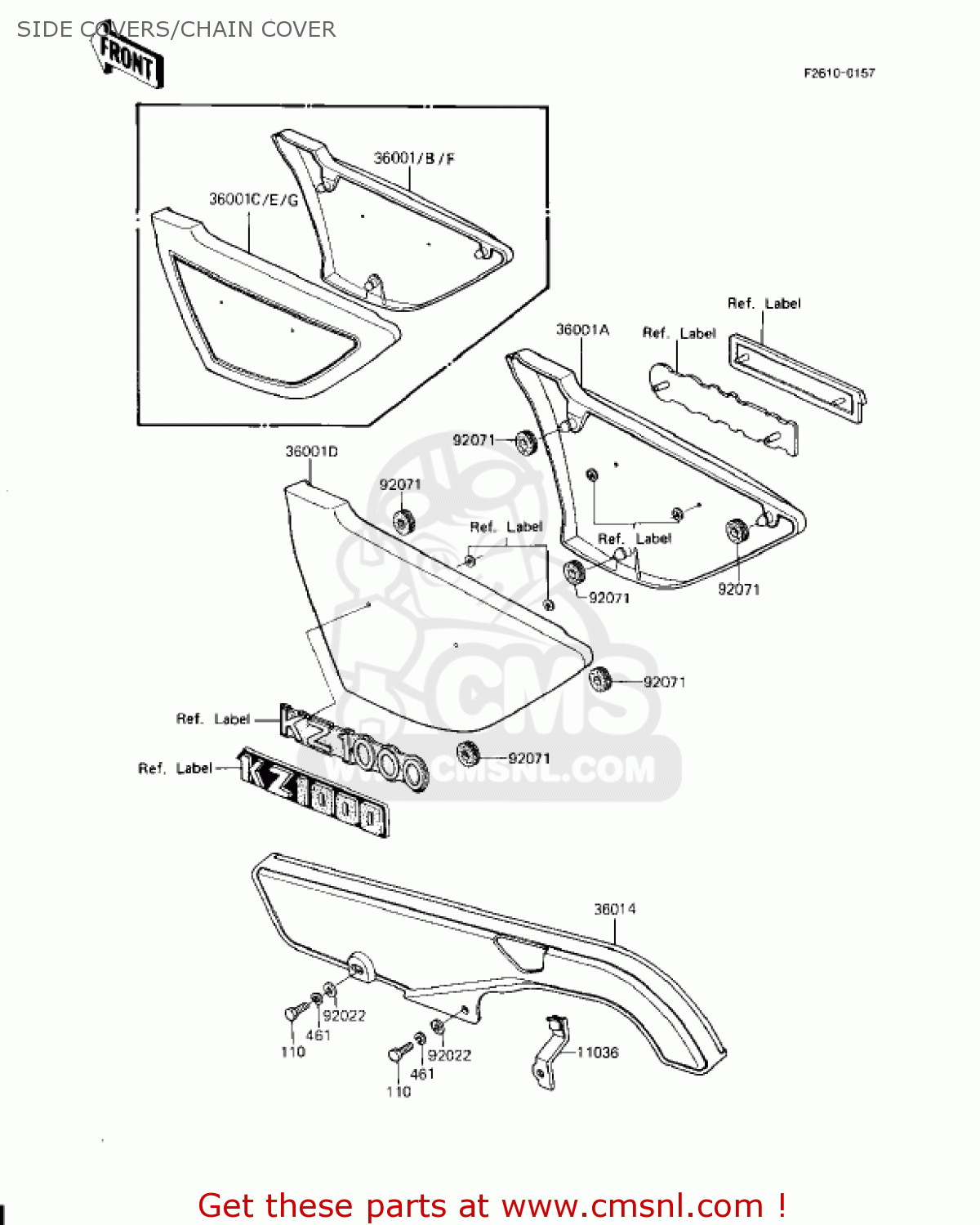 SIDE COVERS/CHAIN COVER KZ1000J1 1981 USA CANADA