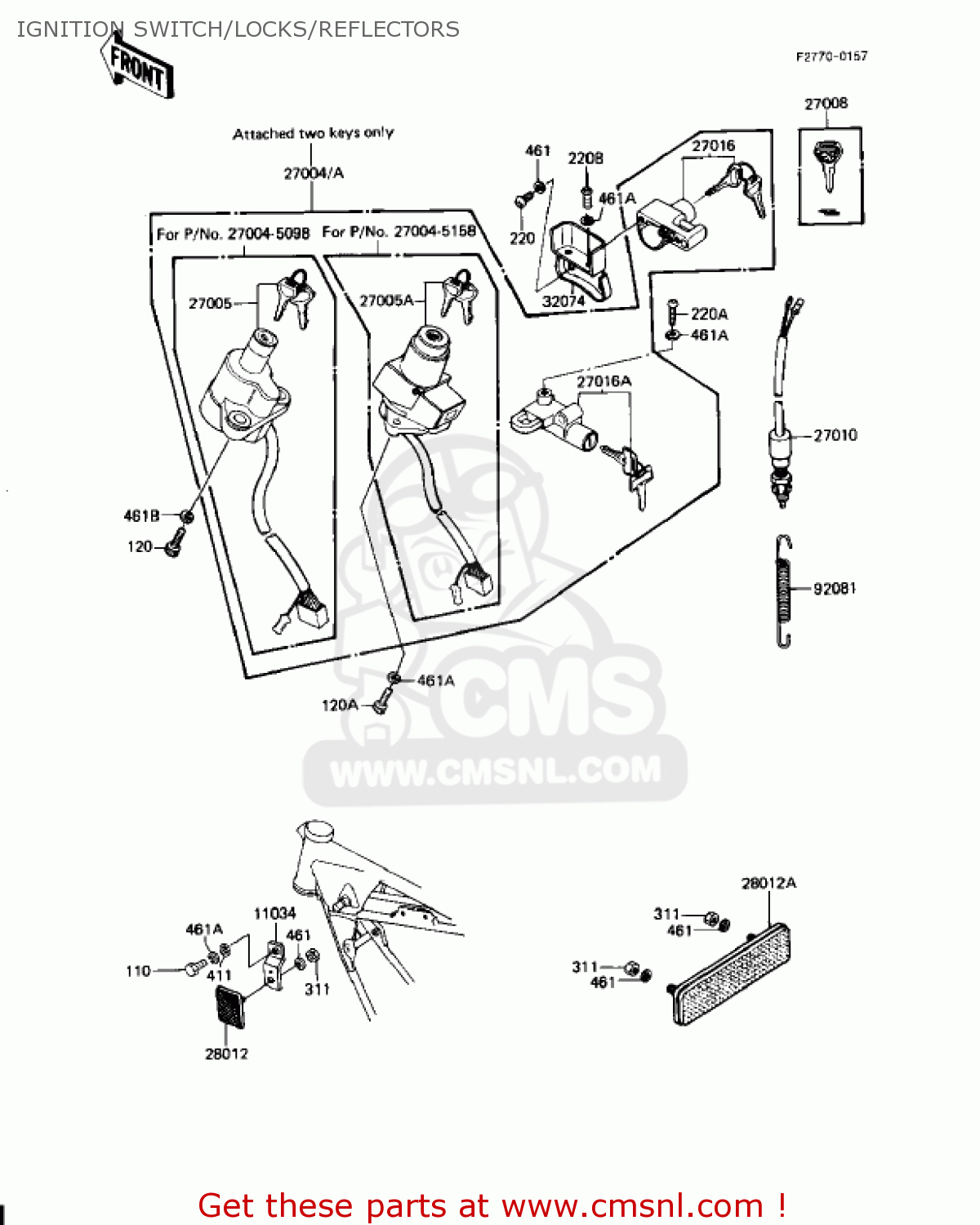 IGNITION SWITCH/LOCKS/REFLECTORS KZ1000J1 1981 USA CANADA