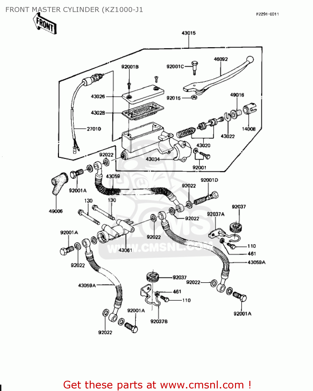 FRONT MASTER CYLINDER (KZ1000-J1 KZ1000J1 1981 USA CANADA