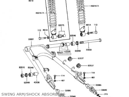 SWING ARM/SHOCK ABSORBERS - KZ1000J1 1981 USA CANADA