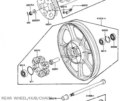 REAR WHEEL/HUB/CHAIN - KZ1000J1 1981 USA CANADA