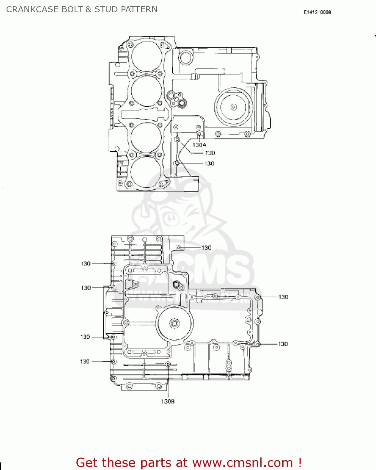 CRANKCASE BOLT & STUD PATTERN KZ1000J2 1982 USA CANADA