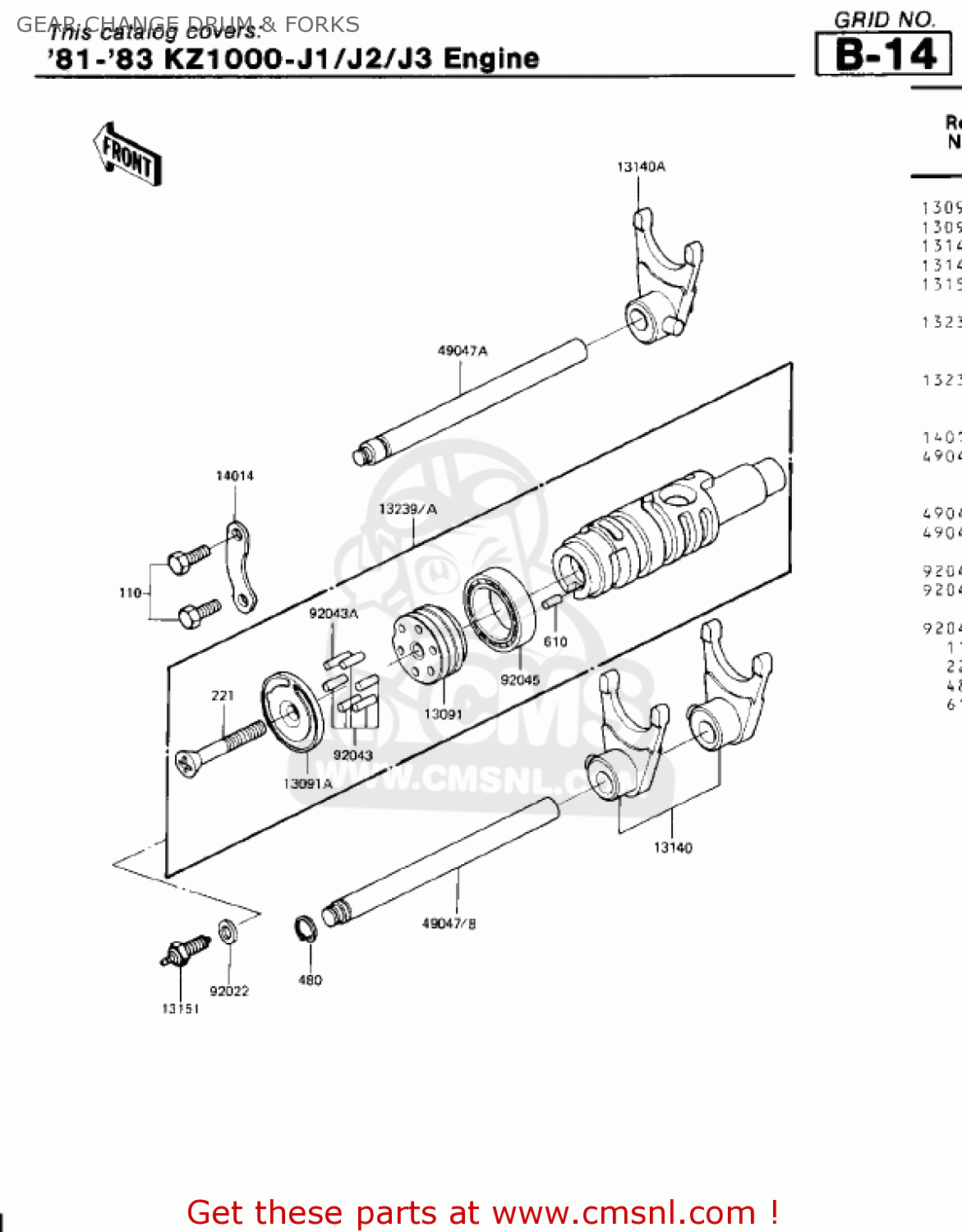 GEAR CHANGE DRUM & FORKS KZ1000J2 1982 USA CANADA