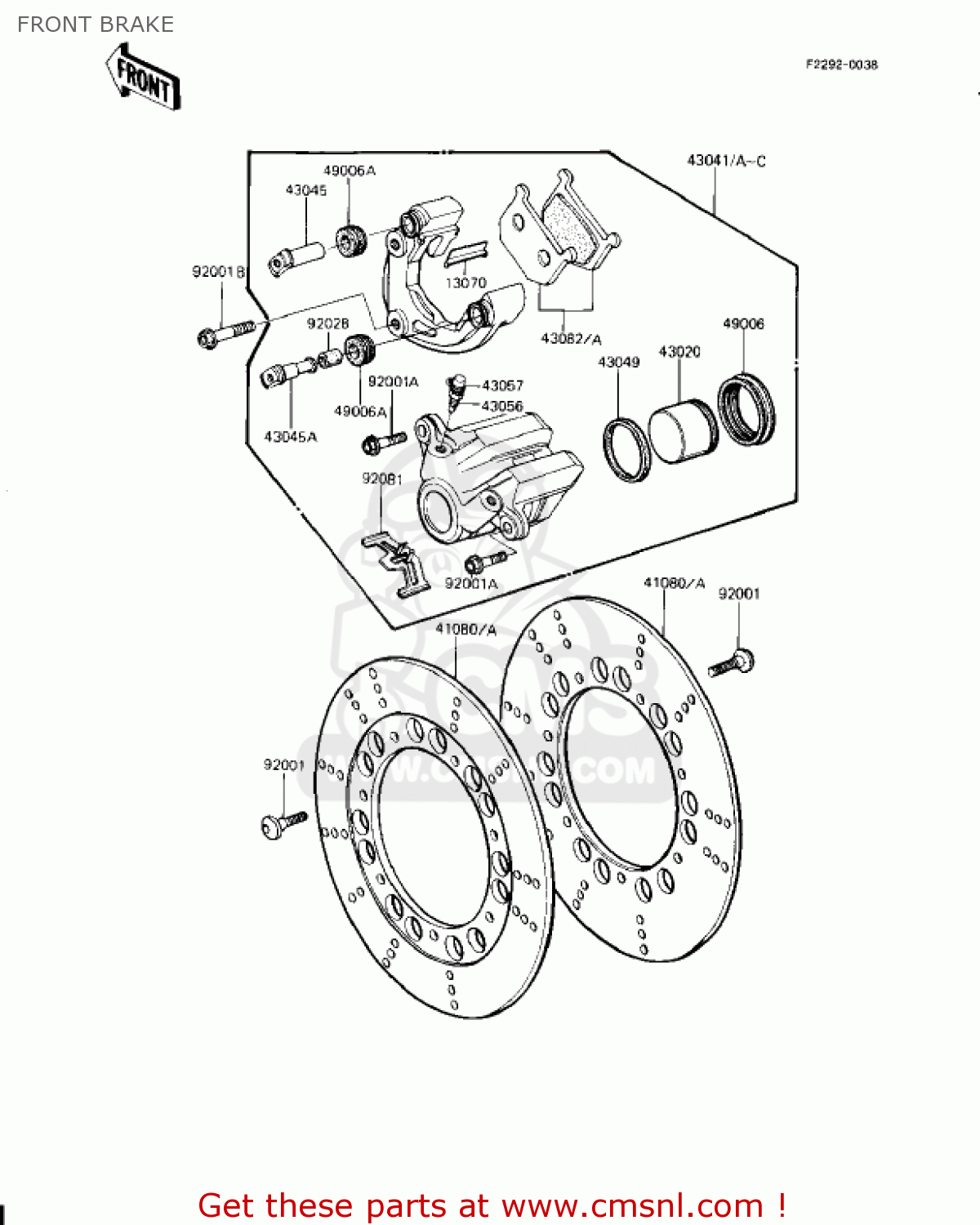 FRONT BRAKE KZ1000J2 1982 USA CANADA